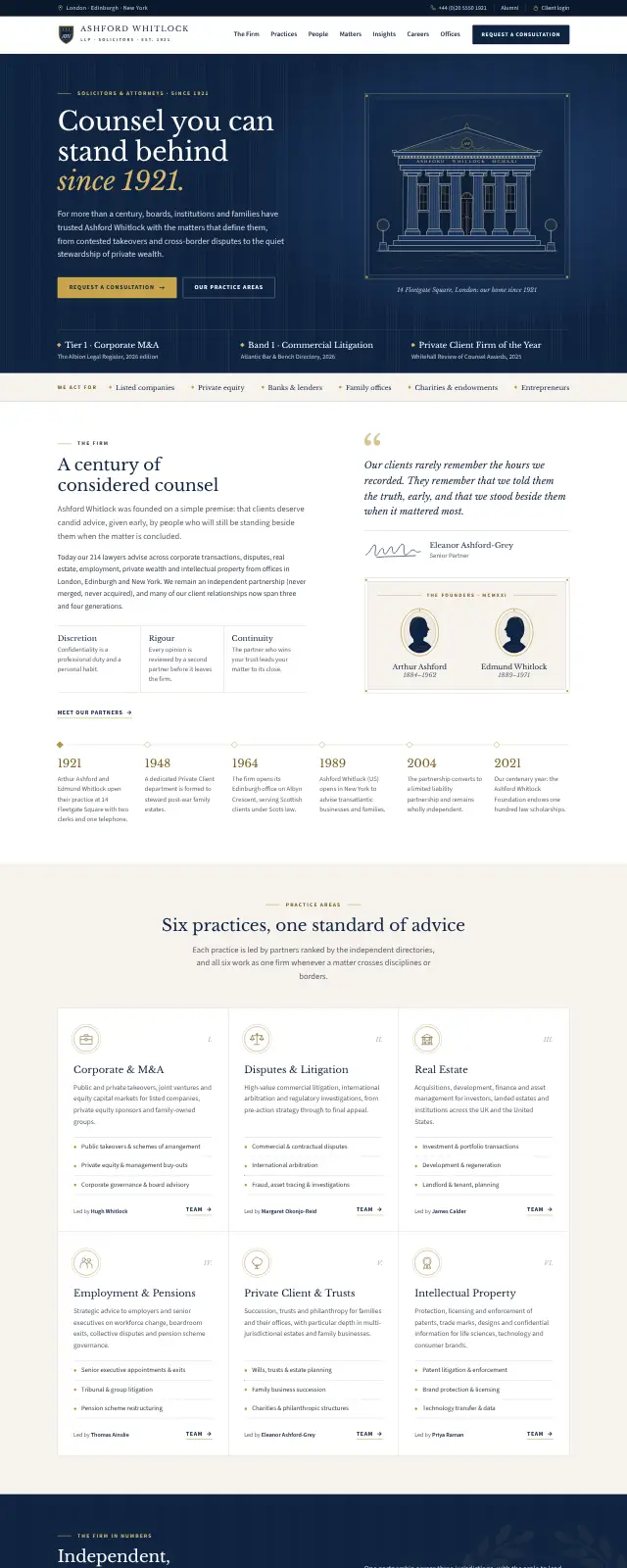 Law firm website design (Traditional corporate style)