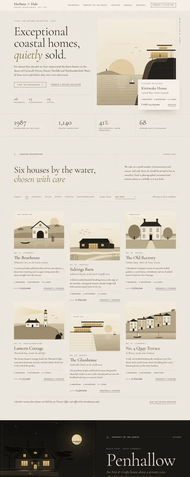 Property sales website design (Luxury editorial style)