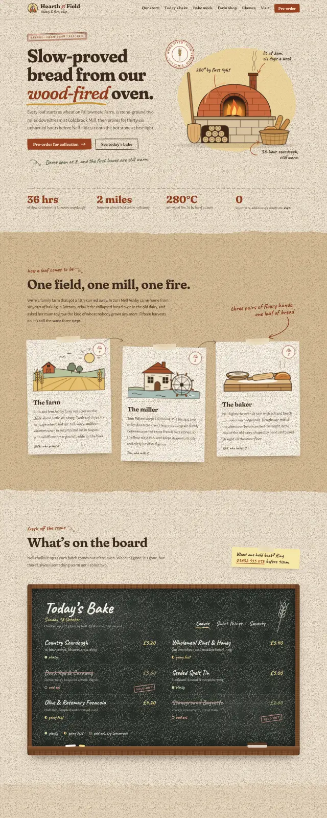 Artisan bakery website design (Rustic handmade style)