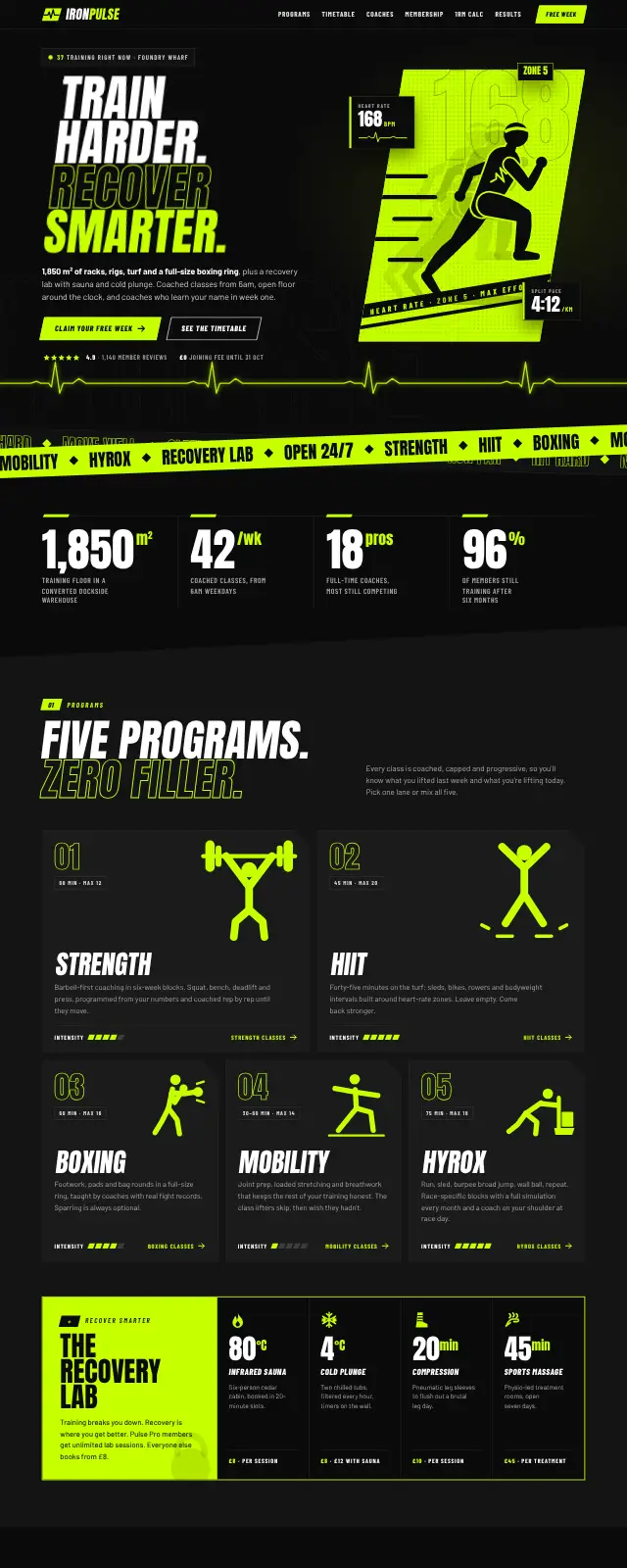 Gym website design (Bold athletic style)