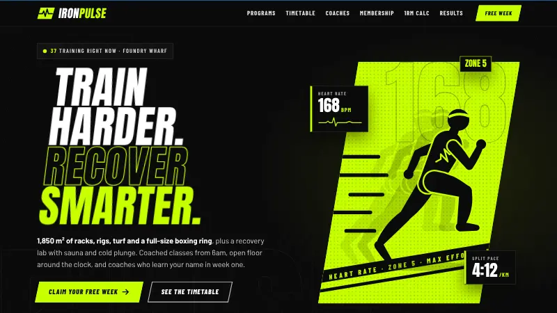Gym website design (Bold athletic style)
