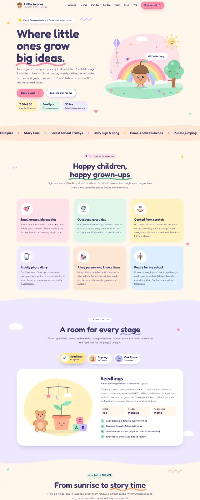 Children's nursery website design (Playful pastel style)