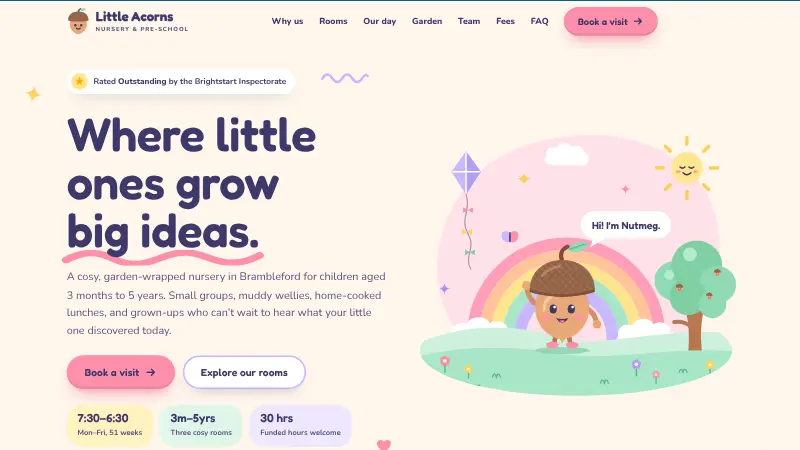 Children's nursery website design (Playful pastel style)