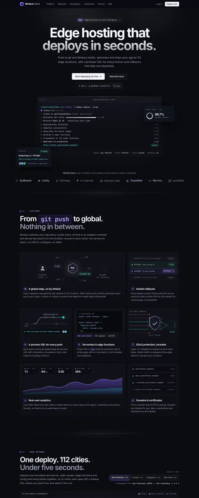 Web hosting website design (Dark tech style)