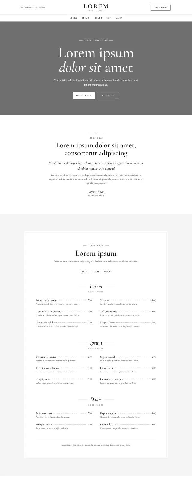 Menu website template (Restaurant and café)