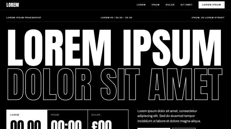 Poster website template (Bold type on black)