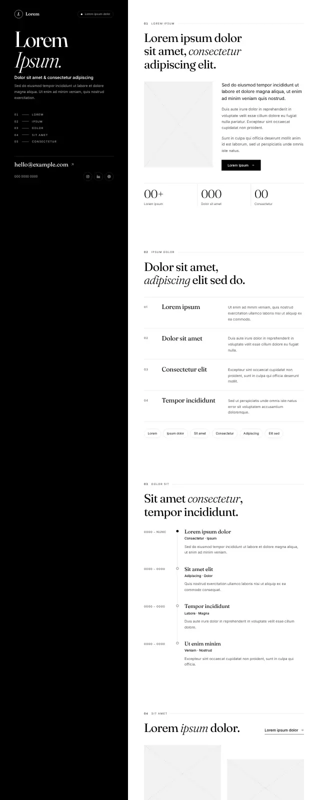 Split website template (Split screen)