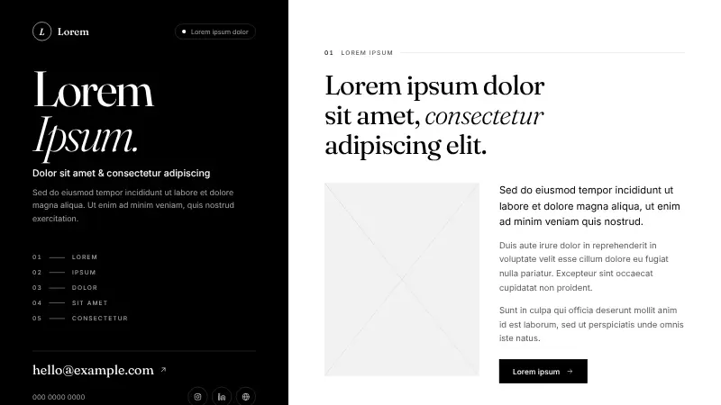 Split website template (Split screen)